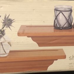 Set Of 2 Target Wall Shelves Honey Finish 12 In By 5 Inches Deep 