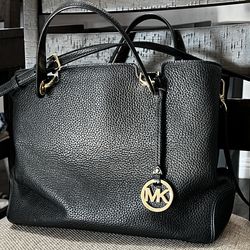 Michael Kors Purse - Black Leather / Gold Hardware