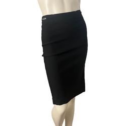 Retrology Women Black Career  Back Slit Pencil Skirt Size Small