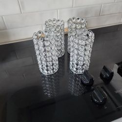 Set Of 4 Crystal Candle Holders 6.5" x 3"