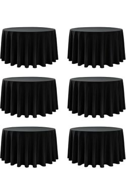 6-Pack Black Round Tablecloths, 90 inch