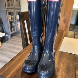 Navy Hunter Boots 6 
