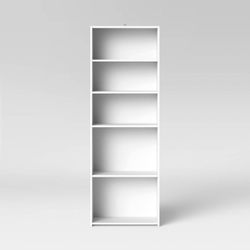 5 Shelf Bookcase White - Room Essential• Modern Style, Wood Composite, Open Shelving, 71.18" Tall