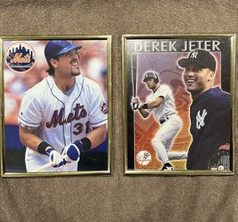 MLB Derek Jeter Mike Piazza frames. NY Yankees vs NY Mets
