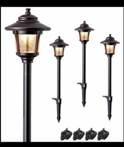 EDISHINE Low Voltage Landscape Lighting 12V 3W 120LM with Connectors 4 Pack 3000K, Seed Glass, ORB Waterproof Electric LED Pathway Light Wired for Wal
