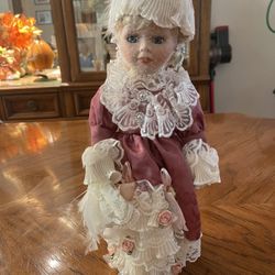 Beautiful Porcelain Doll with Stand - Unmarked - I Believe this is Vintage