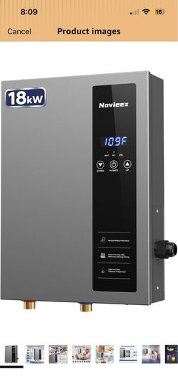 Brand new! 18kW Tankless Water Heater Electric, NOVIEEX 240V 3s Instant Hot Water Heater, Flow Rate Max 4.9 GPM, Supply for 2-3 Points, Indoor Install