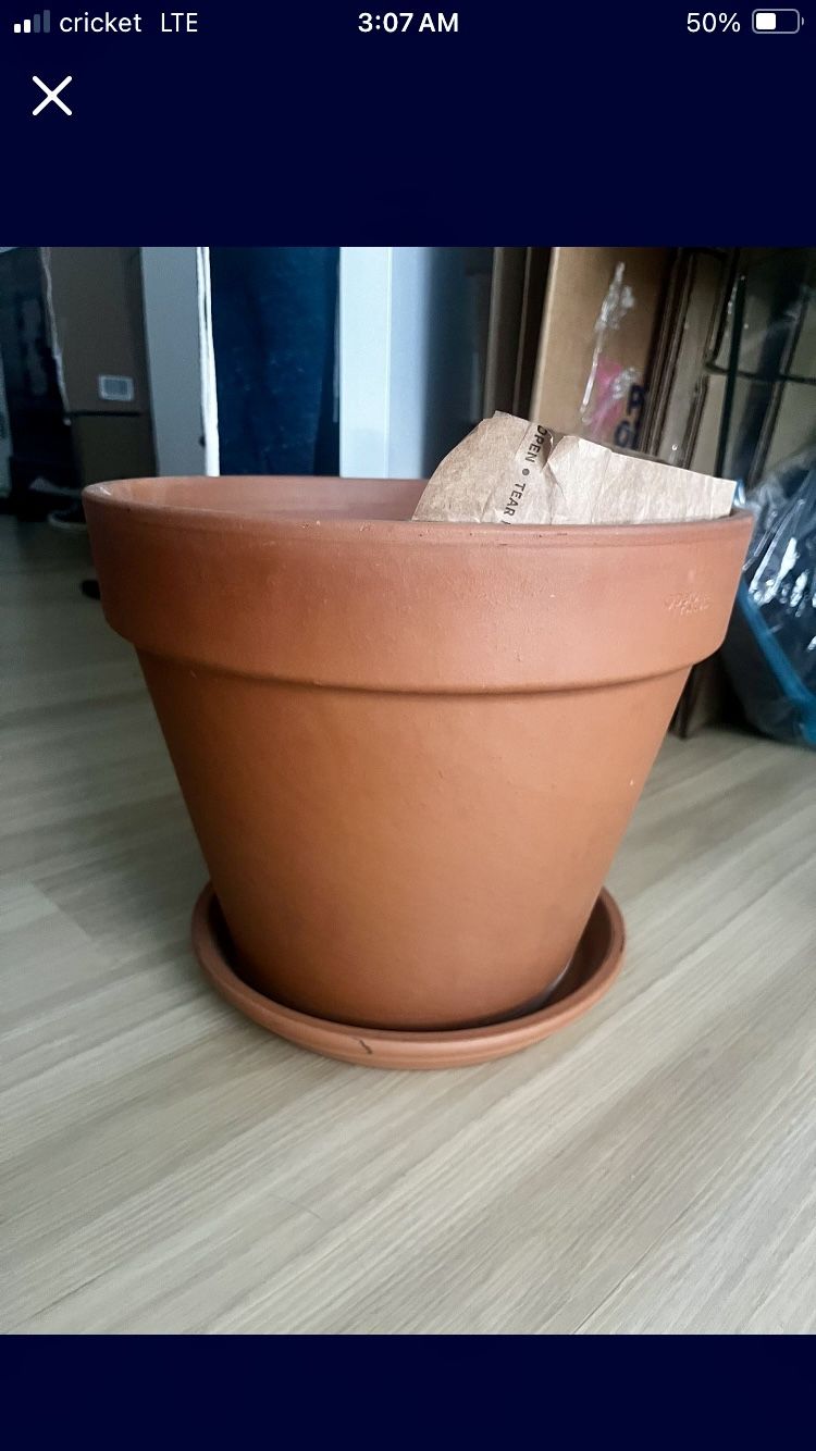 1 Foot Tall Terra Cotta Clay Ceramic Planter Pot For Sale Or Barter