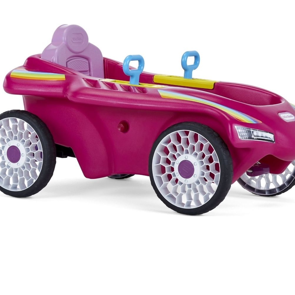 Little Tikes Jett Car Racer Ride-on Pedal Car in Pink, Adjustable Seat Back, Dual Handle Rear Wheel Steering, Kids Boys Girls Ages 3 to 7 Years