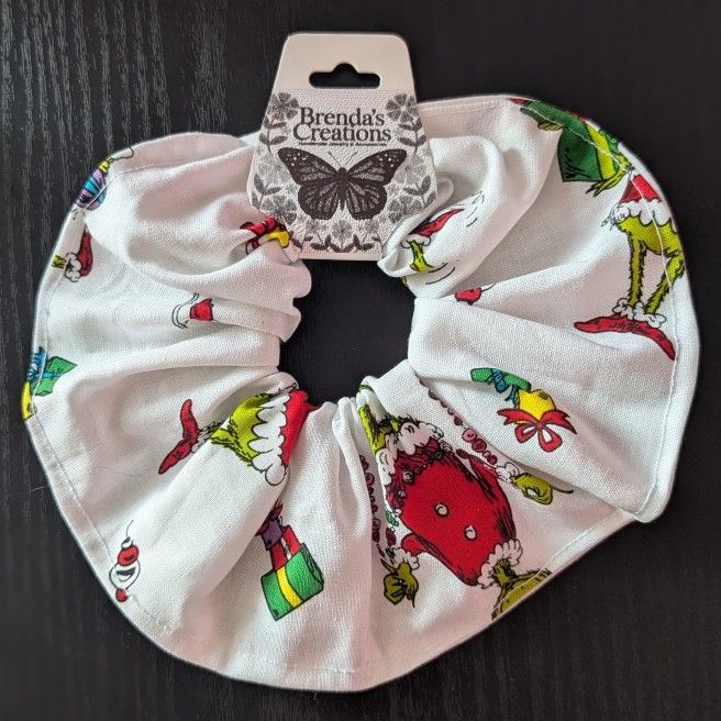 White Grinch Christmas Scrunchie