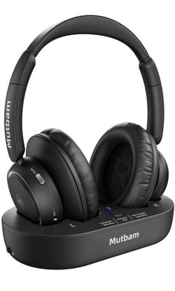 Wireless Headphones for TV, TV Headphones Wireless for Seniors Charging Dock, 65H Playtime, Low Latency, Plug-Play, Optical RCA AUX Bluetooth, Assisti