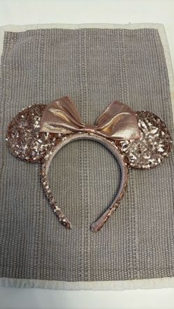 Authentic Disney Parks Rose Gold Sequin Minnie Mouse ears