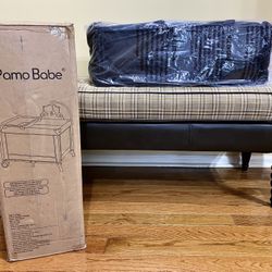 Brand New Pamo Babe Portable Crib and Playard w/Detachable Bassinet/Mobile
