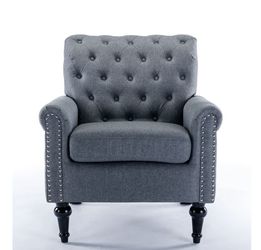 NEW Gray Linen Armchair