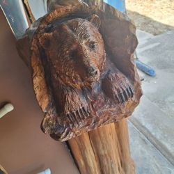 Hand-Carved Wood Bear  very pretty. In springtown %300.or B.O.
