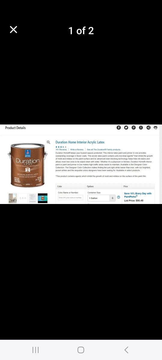 3 Gallons DURATION satin Interior Paint Creamy