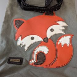 Chala green canvas & faux leather Fox  tote bag