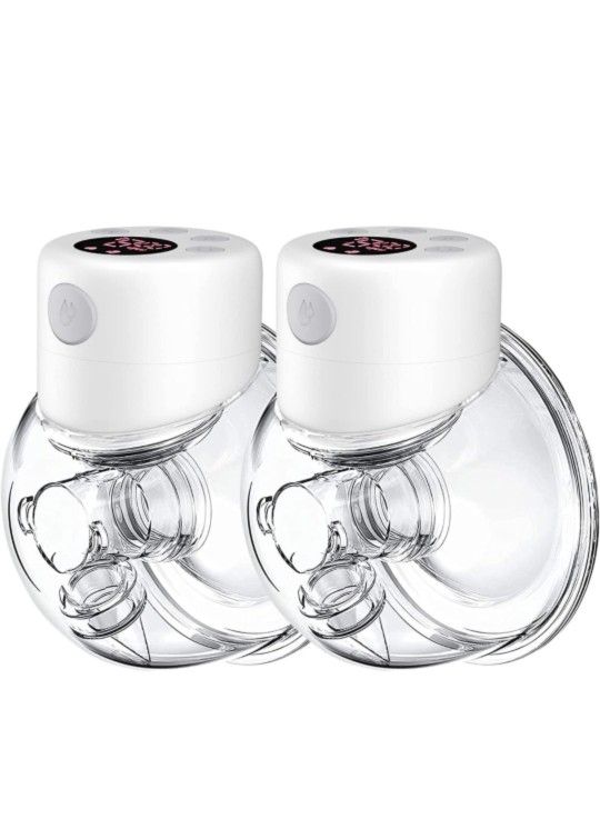 Breast Pump, Wearable Breast Pump, Hands Free Breast Pump, 2 Mode & 9 Levels, 24mm Flange, 2 Pack
