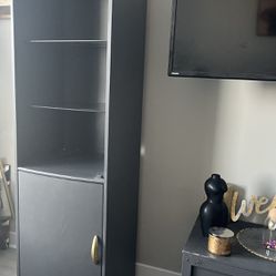 2 Identical Grey Shelves w/storage and lighting