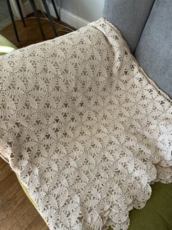 78” X  90” Crocheted Tablecloth. In San Francisco Cash Only.