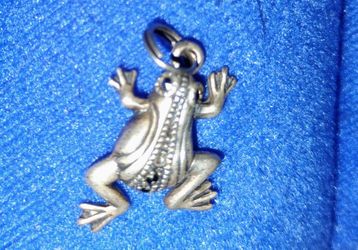 STERLING SILVER FROG CHARM WITH CRYSTAL ACCENTS