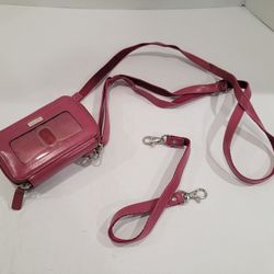 WalletBe Wallet Pink Leather Wristlet Cellphone ID Holder Crossbody w/ 2 Straps