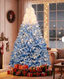 7 FT Artificial Christmas Tree with Warm White LED Lights and 8 Modes