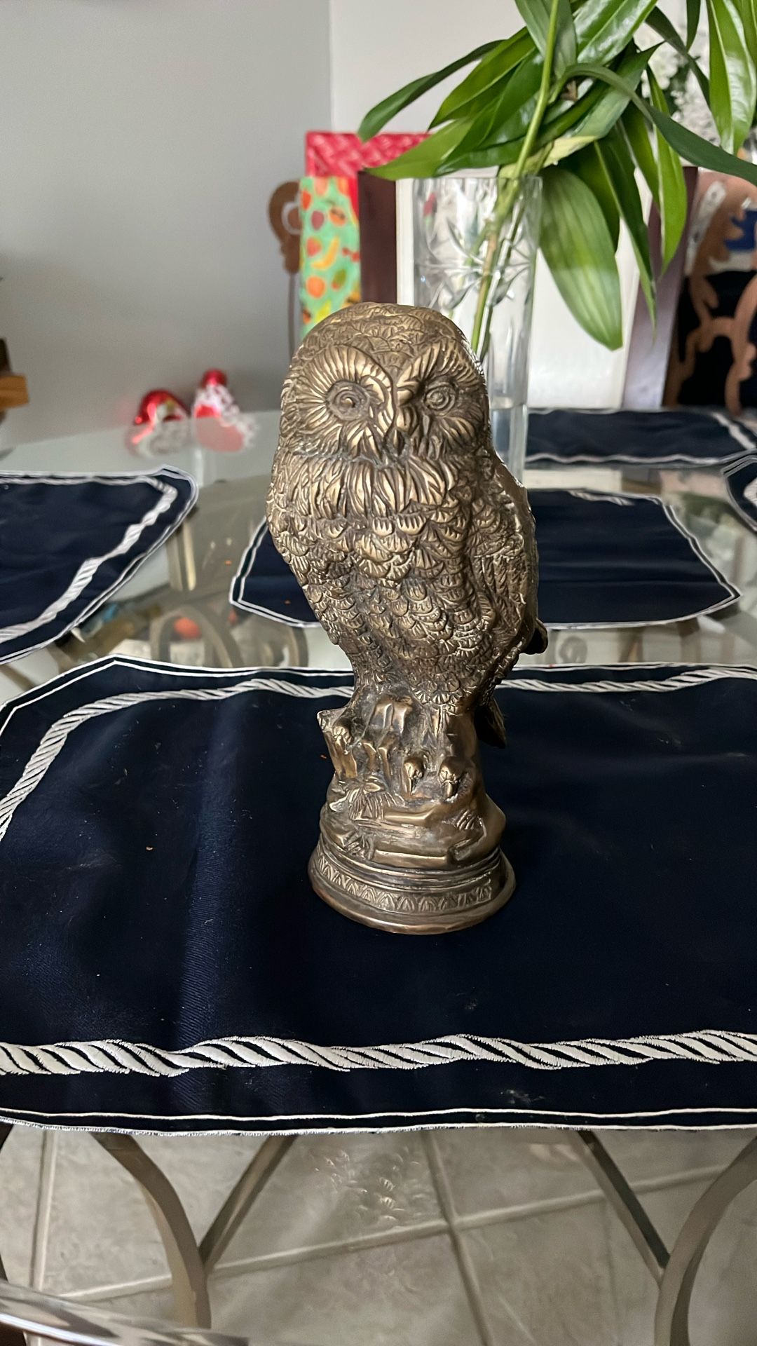 Vintage Bronze Owl Figurine Door Stop