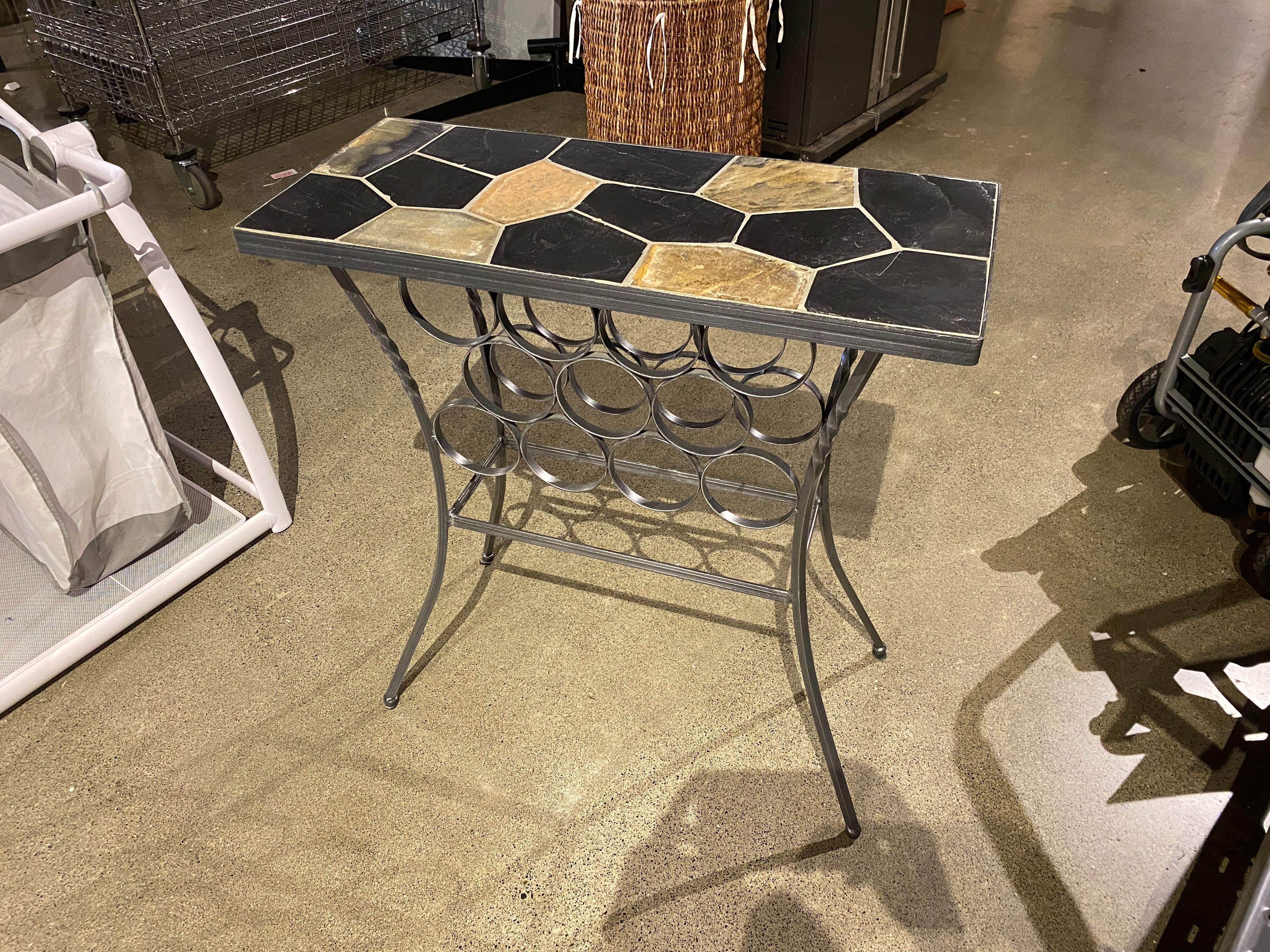 Slate Top Wine Organizer Console Table