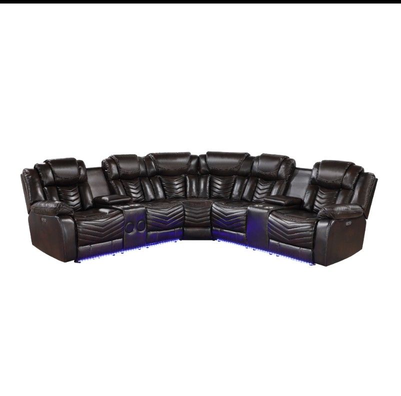 Ramone Power Reclining Sectional w LED Lights & Bluetooth Speakers