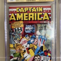 Captain America Comics 1 German Edition CGC 9.8 White Pages Signed by Joe Simon. Only copy graded in 9.8 signed by Joe Simon.