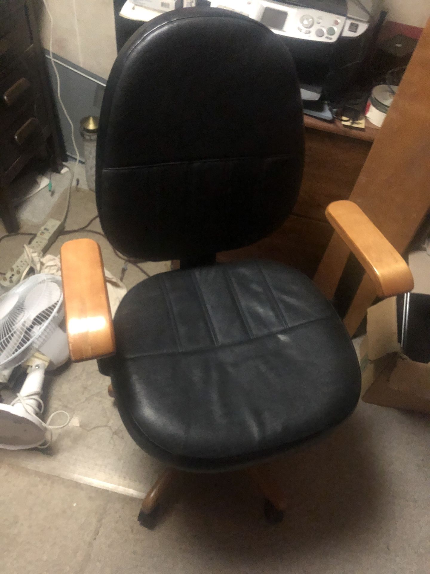 Black Leather Rolling Computer Chair