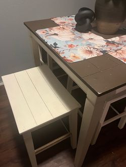 Wood table comes with 4 chairs