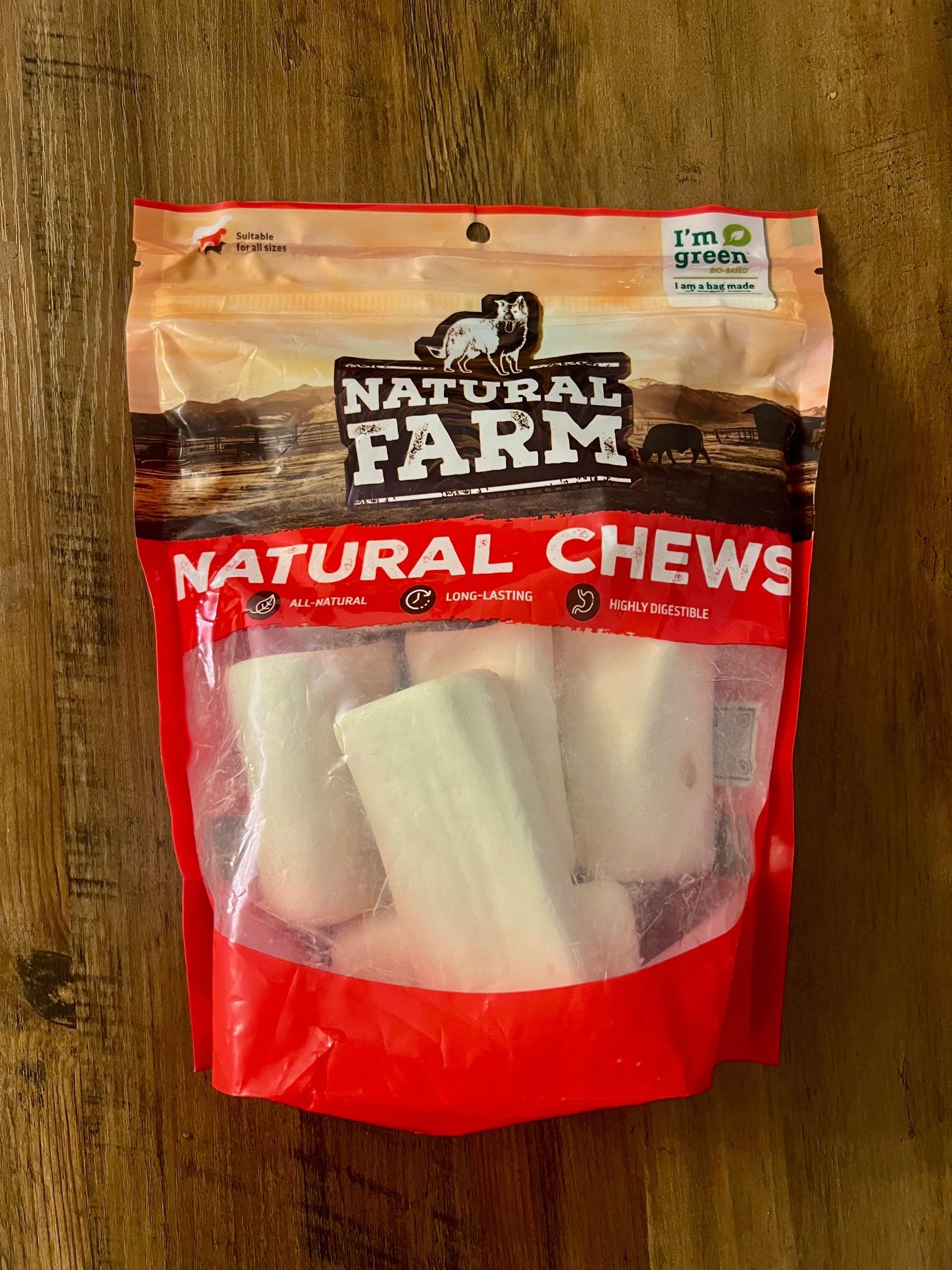 Natural Farm Chicken Filled Dog Bones – 3–4 inch, 6 Pack, All-Natural Long-Lasting Chews