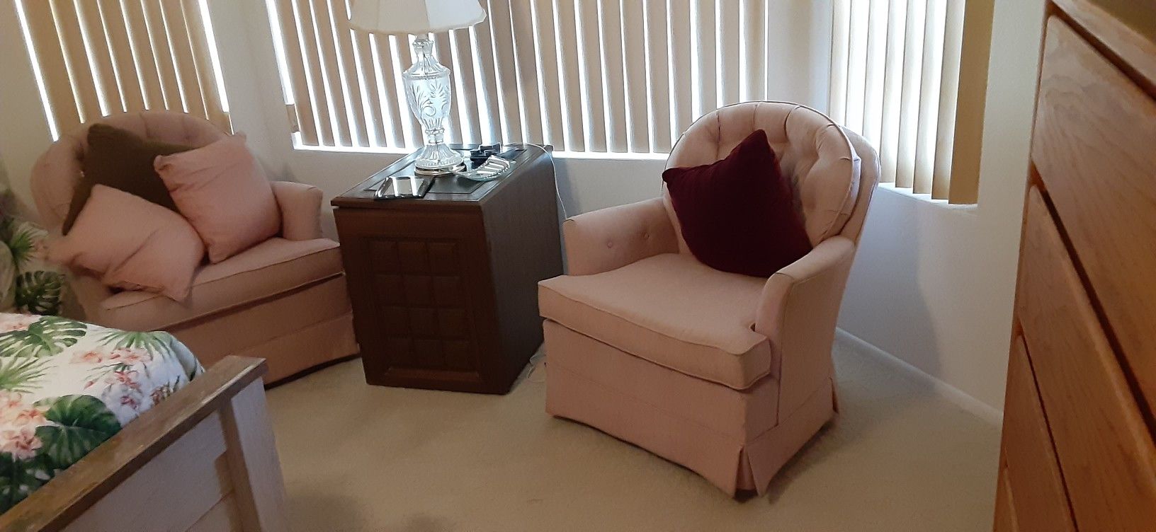 2 Armchairs Blush In Color Good Shape Comfortable