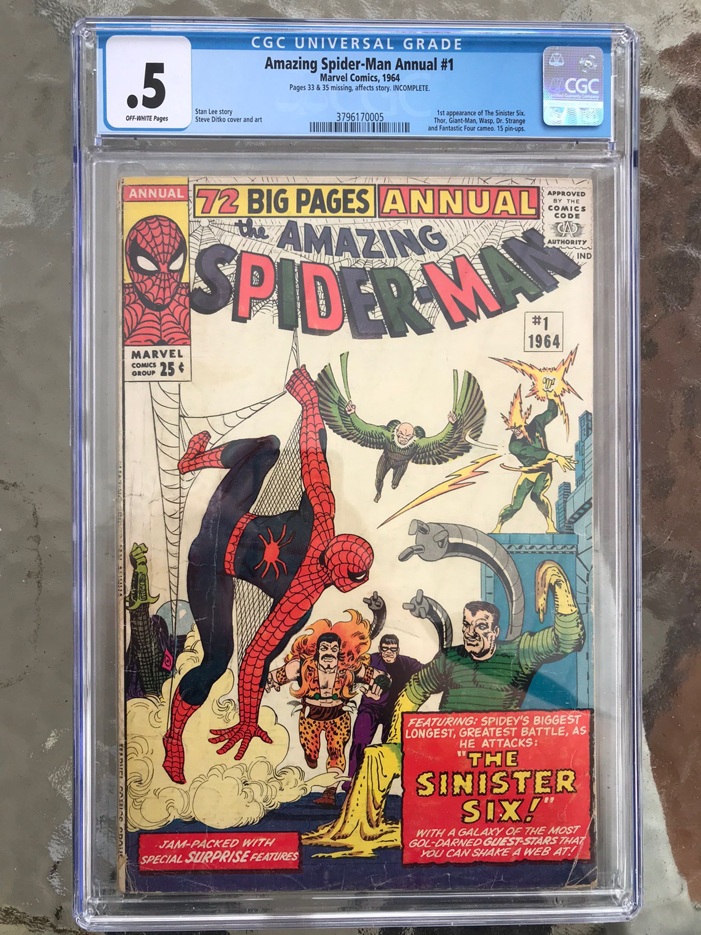 Amazing Spider-Man Annual #1 (1964) CGC .5 or 0.5 — 1st Sinister Six appearance