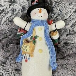 Hallmark 2003 multicolored Snowman Featuring Birdseed, Blue Scarf, And Black Hat