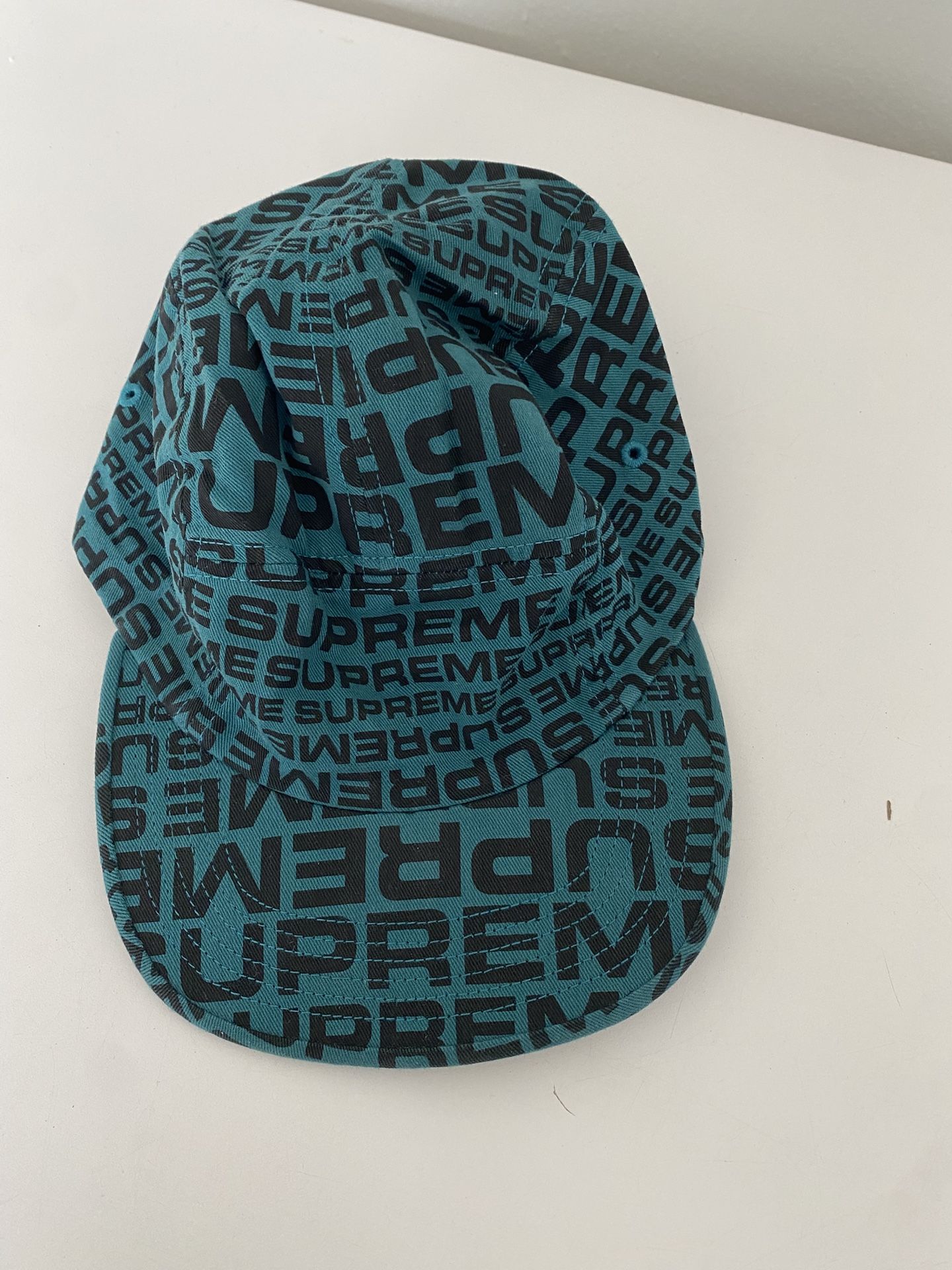 Supreme Reversible Camp Cap - Teal Black Logo