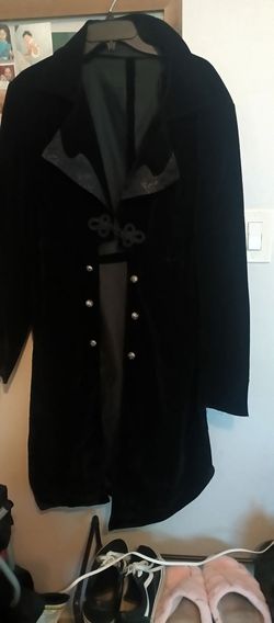 Gothic Mens Frock Coat Trench Victorian Size Medium Velvet Brocade Style Pinup