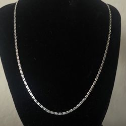 18in Flat Mariner Chain Necklace – Solid 925 Sterling Silver