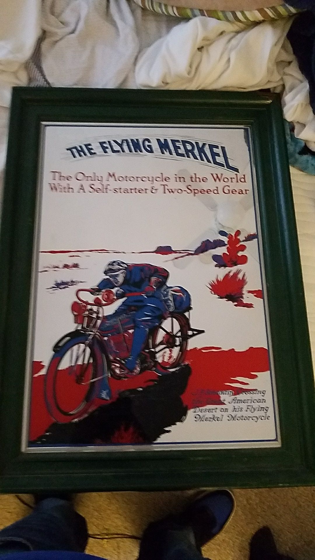 Historic flying Merkel mirrored advertisement sign