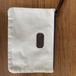 Canvas Zip Pouch with Leather Wrist Strap