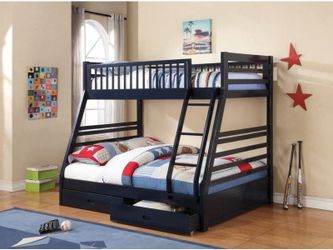 Brand New Navy Blue Twin/Full Bunk Bed with Storage Drawers