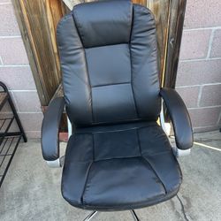 High-Back Executive Office Chair - Black Faux Leather - Ergonomic