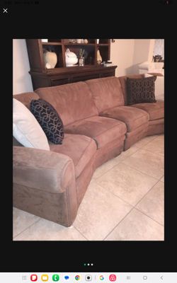 Custom  Brown Curved Sofa