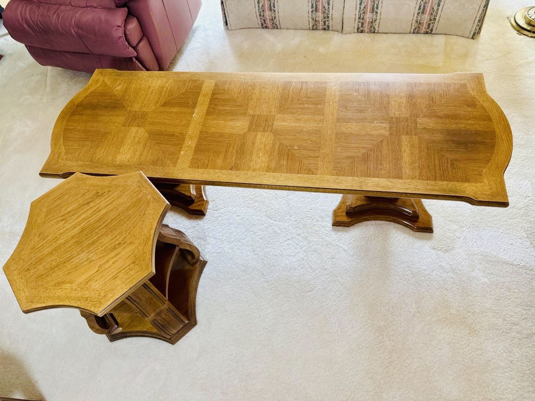 1962 Thomasville Vintage Wood Coffee & Side Table Set
