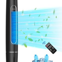 Evaporative Air Cooler, 46" Swamp Cooler with Remote, 3-IN-1 Cooling Fan, Night light, Oscillating, Humidifying, 3 Modes, 3 Speeds, 8H Timer, 2 Ice Pa