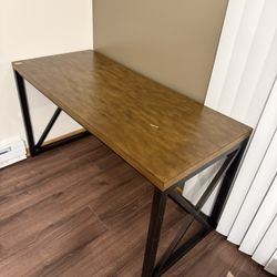 Modern Industrial Wood & Metal Desk Sturdy