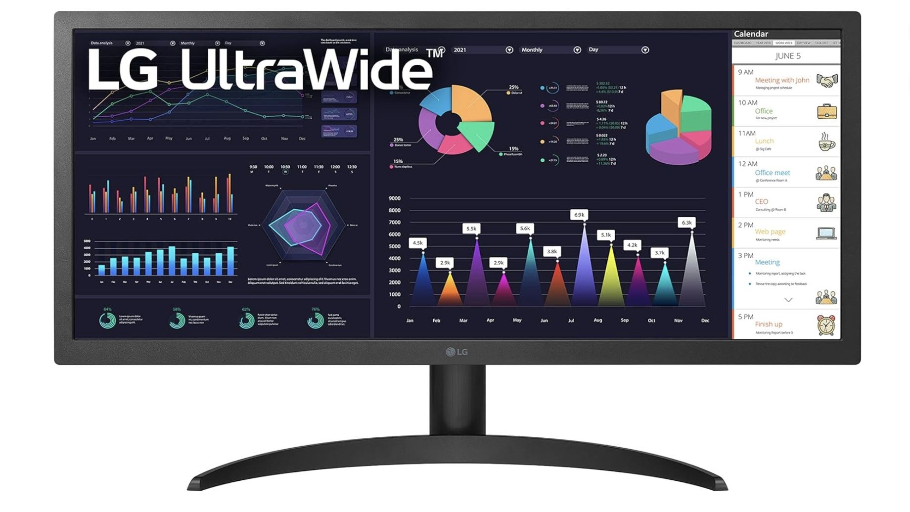 LG UltraWide FHD 26-Inch Computer Monitor 26WQ500-B, IPS with HDR 10 Compatibility and AMD FreeSync, Black