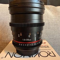 Rokinon 20mm T1.9 Full Frame Cine Lens Canon EF